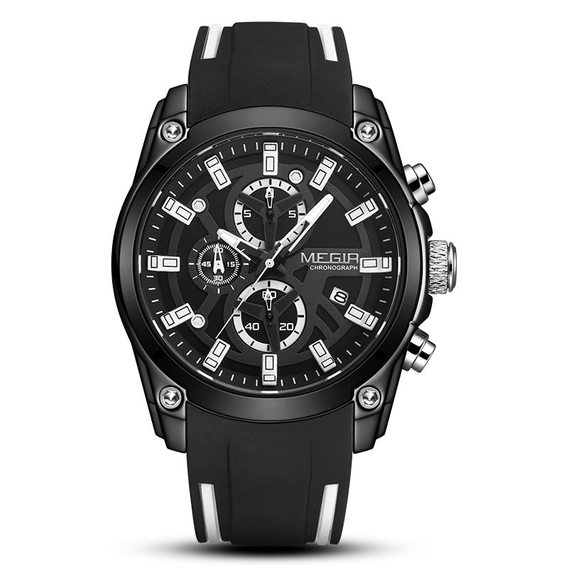 Brand Megur megir men's watch multi-function timing sports silicone male quartz sports watch 2144