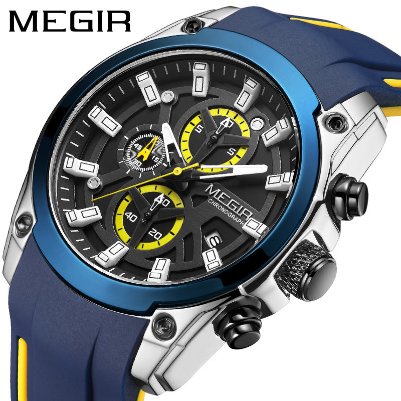 Brand Megur megir men's watch multi-function timing sports silicone male quartz sports watch 2144